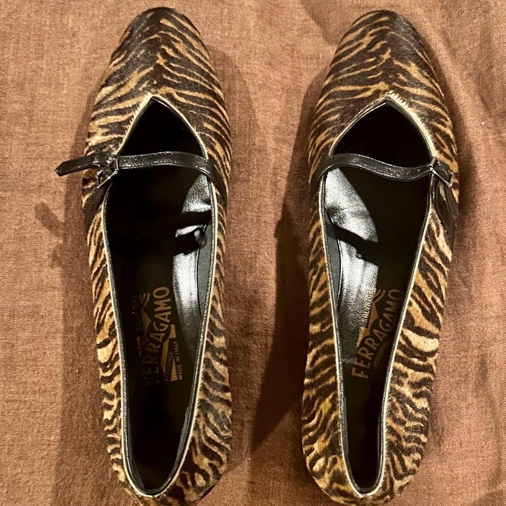 Salvatore Ferragamo Horse Hair Mary Jane Flats